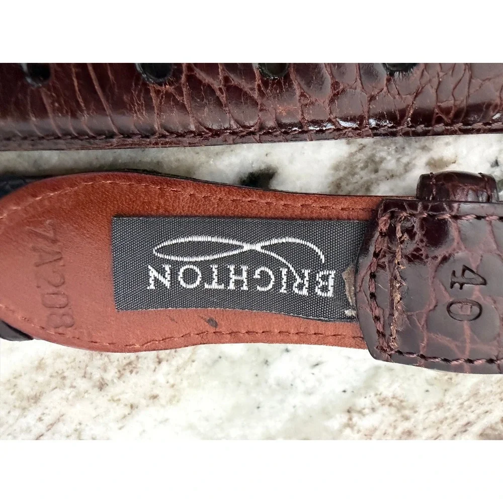 Vintage Brighton Men's Belt Size 40 Brown Braided Leather Solid Brass Buckle